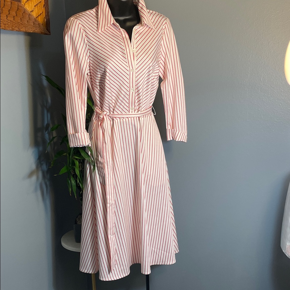 Daniel Cremieux Red Striped Long Sleeve Dress - Never Worn!